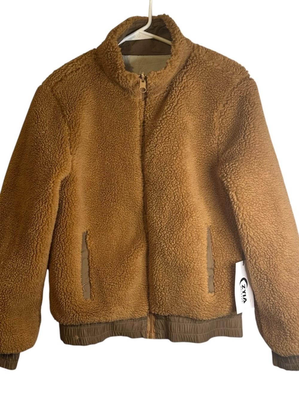 Zyia Active Camel Sierra Reversible Jacket XS NWT #1937 Cozy Teddy Bear Sherpa